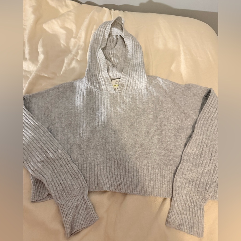 Aerie Gray Hooded Sweater